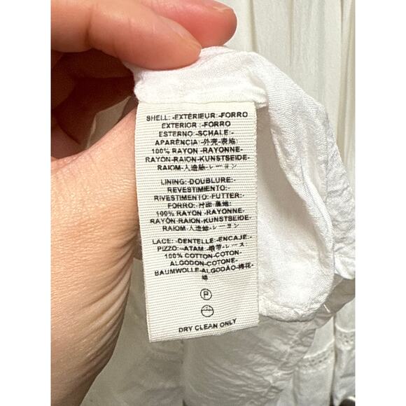 Free People Emily Dress White Crochet Square Neck Tiered Mini Dress Size XS - Picture 10 of 10